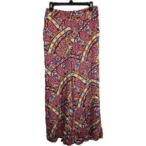 Christian Siriano New York Colorful Paisley Wide Leg Boho Cropped Flowy …